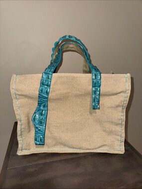 Moo Moo Designs Crocodile Tote Turquoise Strap